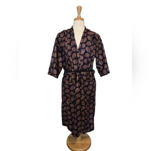 Vintage Hunter Club One Size‎ Paisley Blue Red Retro House Coat Light Weight